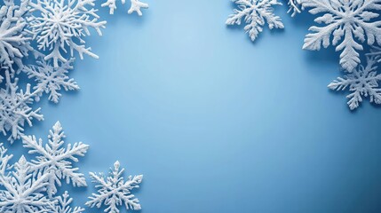 Wall Mural - Blue Winter Background with Snowflakes.