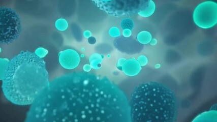 Poster - This captivating display showcases the intricate details of microorganisms and cells, highlighting their vibrant colors and complex structures in a dynamic environment.