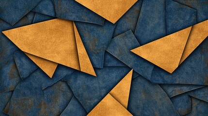 Poster - Abstract Geometric Pattern Blue Gold Triangles