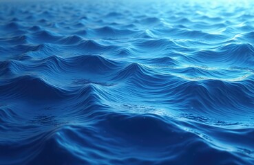 Fototapete - Illustration of blue ocean surface with spectral abstract rippled texture background. Digital generative AI artwork evokes sense of depth, rich sea, imagine. Backdrop for modern design. Rippling