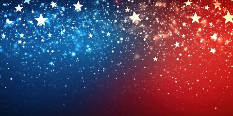 Poster - Night sky filled with stars in red and blue hues celebrating a festive occasion