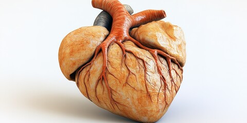 Poster - Detailed anatomical model of a human heart showing arteries and veins for educational purposes