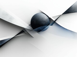 Wall Mural - Dark sphere amidst flowing white grey forms