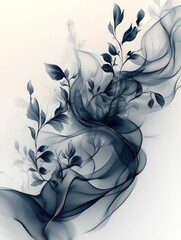 Wall Mural - Elegant dark blue leaves flowing artfully