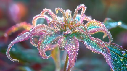 Wall Mural - Close-Up of Rare Dew Covered Flower in High Definition Colors