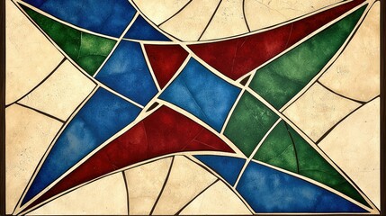 Poster - Abstract Geometric Art Featuring Blue Red And Green Triangles