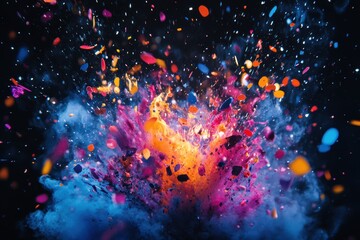 Aufkleber - Colorful explosion creating a vivid blast of pigments and smoke