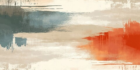 Poster - Colorful abstract painting with brush strokes in warm and cool tones blending harmoniously