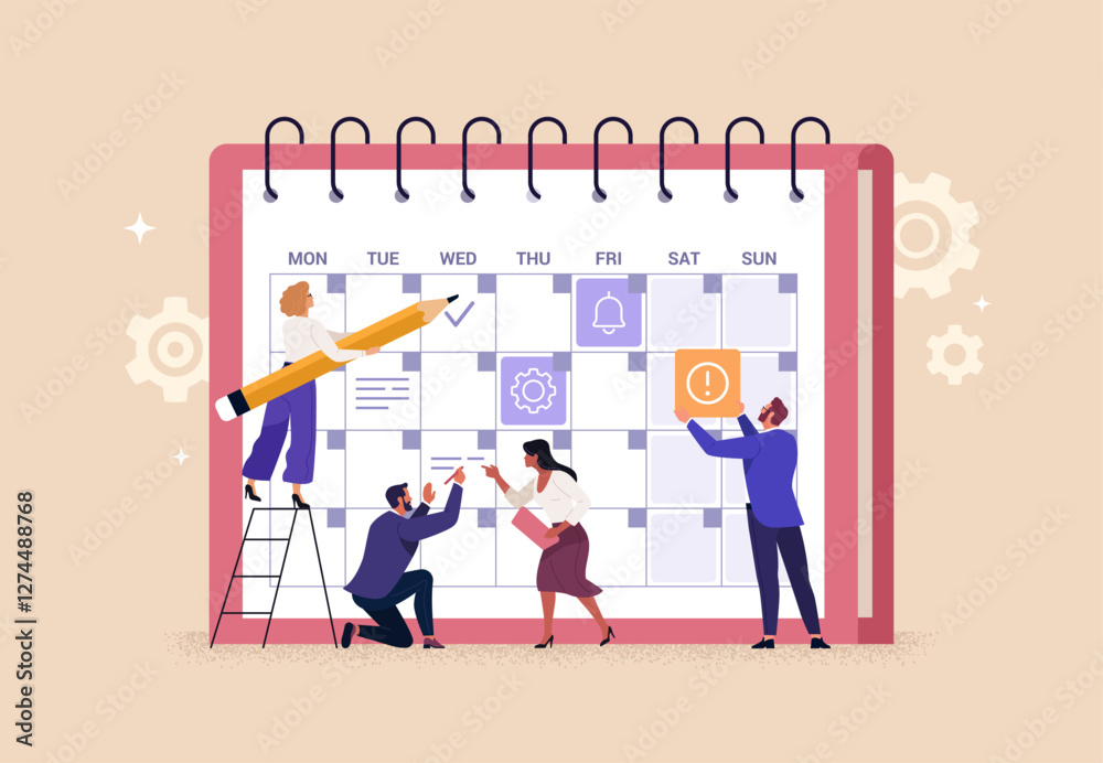 Business Planning Concept. Vector cartoon illustration of a group of ...