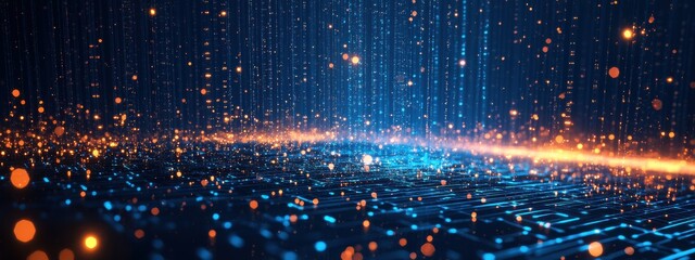 Aufkleber - Big data flowing through futuristic cyberspace network