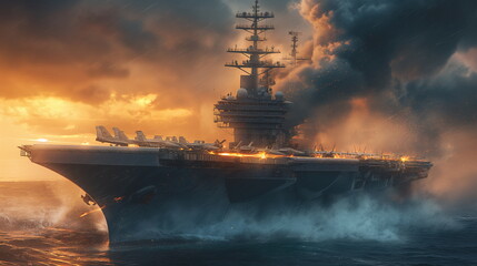 Wall Mural - the aircraft carrier is in combat mode carrier-bas_007
