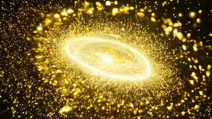 Poster - Experience the enchanting display of glowing particles as they swirl and dance in a captivating cosmic environment. Feel the energy and wonder of space.