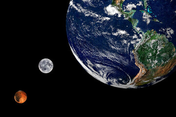Wall Mural - earth moon and mars