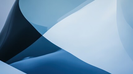 Fototapete - Abstract Blue and Black Shapes with Smooth Curves and Light Reflection in a Minimalist Style for Background or Artistic Use