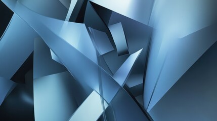 Fototapete - Abstract Geometric Forms in Blue Tones with Sharp Angles and Contrasting Light, Ideal for Modern Design and Futuristic Themes