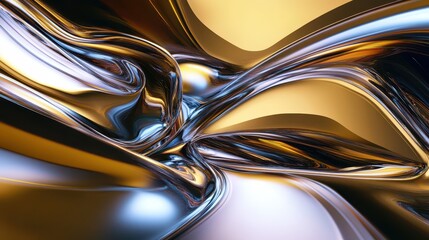 Fototapete - Abstract metallic surface with fluid shapes and rich colors creating a dynamic and vibrant visual suitable for modern art and design inspiration