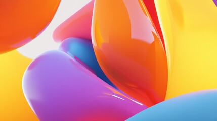 Fototapete - Vibrant Abstract Design with Colorful Curved Shapes and Smooth Surfaces Ideal for Creative Projects and Modern Backgrounds