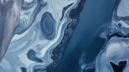 Fototapete - Abstract fluid art with blue and white swirls showcasing captivating patterns and textures in a mesmerizing design suitable for backgrounds