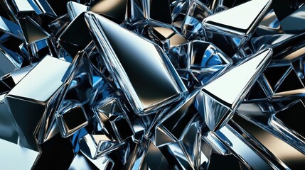 Fototapete - Abstract arrangement of reflective geometric shapes showcasing modern design aesthetics and intricate patterns, perfect for creative projects and digital art inspirations