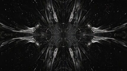 Fototapete - Abstract Symmetrical Design with Dark Background and Dynamic Flowing Lines Creating a Sense of Depth and Movement in a Cosmic Space