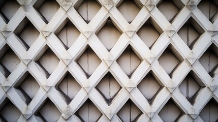 Fototapete - Geometric Pattern of White Concrete Blocks with Diamond Shapes Forming a Textured Wall Surface for Architectural Background and Design Elements
