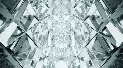 Fototapete - Abstract geometric crystal shapes reflecting light in a dynamic pattern showcasing depth, clarity, and intricate design for creative projects