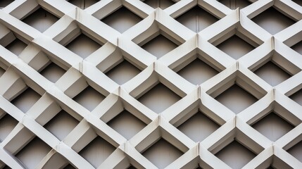 Fototapete - Intricate geometric pattern design of three-dimensional wall structure showcasing modern architecture with light gray tones and dynamic shadows