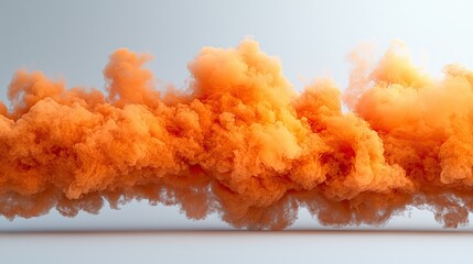 Wall Mural - Isolated orange fog or smoke effect on white background. Steam explosion special effect.