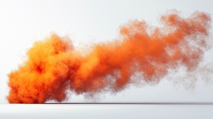 Wall Mural - Isolated orange fog or smoke effect on white background. Steam explosion special effect.