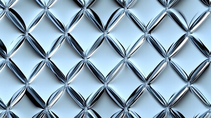 Fototapete - Elegant geometric pattern of interlocking diamond shapes showcasing a modern design with metallic accents and a clean blue background for contemporary aesthetics