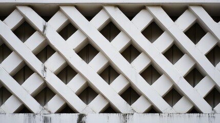 Fototapete - Abstract geometric pattern of white decorative wall featuring a cross-hatched lattice design with textured surfaces and soft shadows for architectural visually striking impact