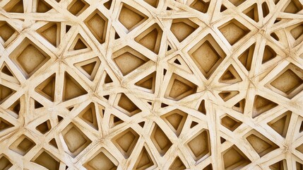Fototapete - Intricate Geometric Patterns of a Decorative Ceiling Featuring Symmetrical Designs and Artistic Architecture in Warm Tones