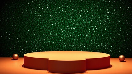 Wall Mural - A radiant stage under a glittering green backdrop.