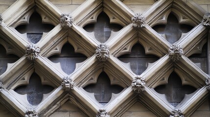 Fototapete - Intricate Architectural Design Featuring Ornate Stonework with Symmetrical Patterns and Decorative Elements Reflecting Historical Craftsmanship