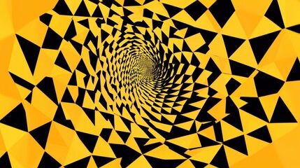 Fototapete - Abstract geometric design with swirling black and yellow patterns, creating a vibrant and dynamic visual effect for modern art or decor projects