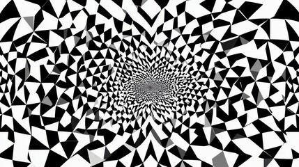 Fototapete - Abstract Black and White Geometric Spiral Design with Dynamic Shapes and Patterns Creating a Mesmerizing Optical Illusion Effect in Modern Art Style