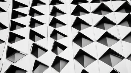 Fototapete - Modern architectural facade with geometric patterns and contrasting colors in urban setting showcasing creativity and design in contemporary buildings