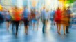 © artbot - Blurred crowd walking through a vibrant city square