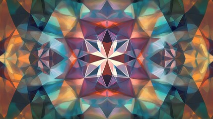 Fototapete - Colorful Abstract Geometric Pattern Design with Symmetrical Shapes and Vibrant Hues Reflecting Modern Style and Creativity in Digital Art