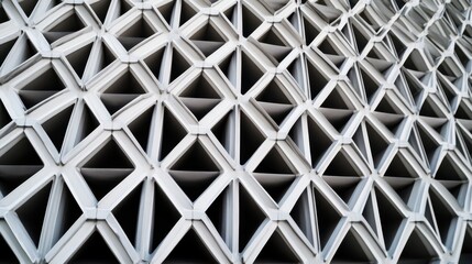 Fototapete - Geometric Patterns in Modern Architecture Featuring Abstract Design with Repetitive Shapes and Symmetrical Arrangements of White Concrete Elements