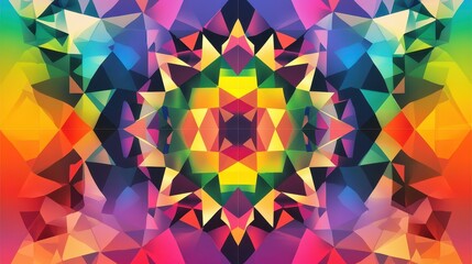 Fototapete - Vibrant Multicolored Geometric Pattern with Abstract Star Shape and Radiating Colors for Art and Design Projects, Modern and Eye-Catching Visual