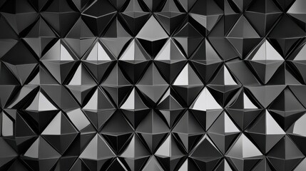 Fototapete - Abstract geometric wall texture in black and white featuring 3D pyramids creating a sophisticated and modern pattern for background use
