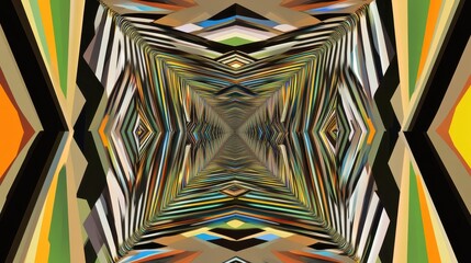 Fototapete - Abstract Geometric Pattern with Vibrant Colors and Depth in a 3D Dimension Displaying Symmetry and Modern Art Aesthetic for Background Use