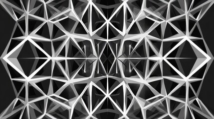 Fototapete - Abstract geometric pattern in shades of black and white showcasing intricate lines and shapes creating a mesmerizing optical illusion design