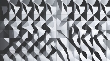 Fototapete - Abstract geometric design with contrasting monochrome patterns and dynamic shadows, creating an eye-catching and modern texture for creative projects