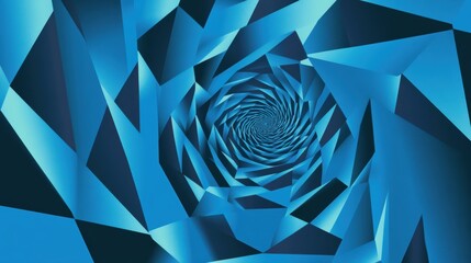 Fototapete - Abstract Spiral Tunnel in Shades of Blue, a Dynamic Geometry Design with Sharp Edges and Vivid Colors for Modern Art Projects and Backgrounds