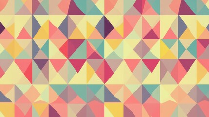 Fototapete - Abstract Geometric Pattern with Colorful Triangles in Pastel Shades, Soft Visual Texture for Background, Web Design, Advertising Use