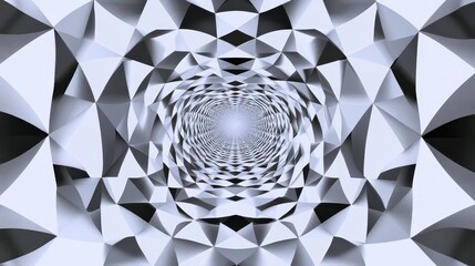 Fototapete - Abstract geometric tunnel with intricate triangular patterns and a bright center, creating a sense of depth and perspective in a modern design