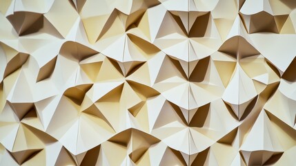 Fototapete - Textured Paper Wall Art with Geometric Shapes and Folded Patterns in Neutral Tones for Modern Interior Design Inspiration