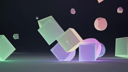 Poster - Ethereal Geometric Glowing Abstract Dance